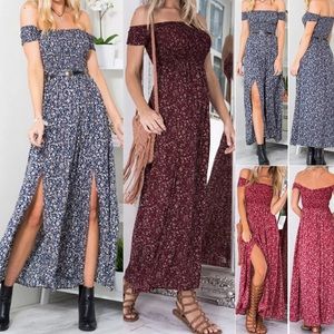 Summer Beach Evening Floral Maxi Dress